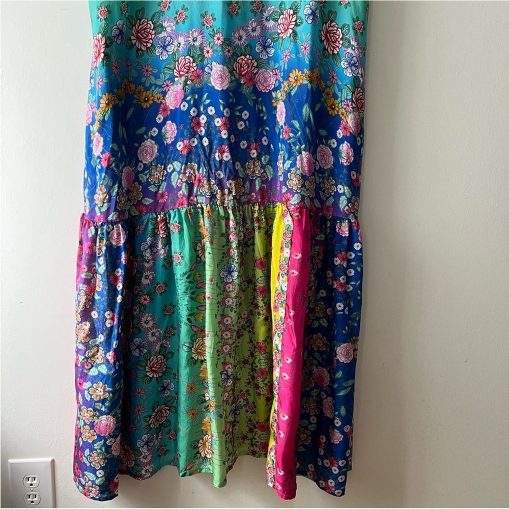 Johnny Was Silk Alba Rainbow Floral Dress - Picture 7 of 10